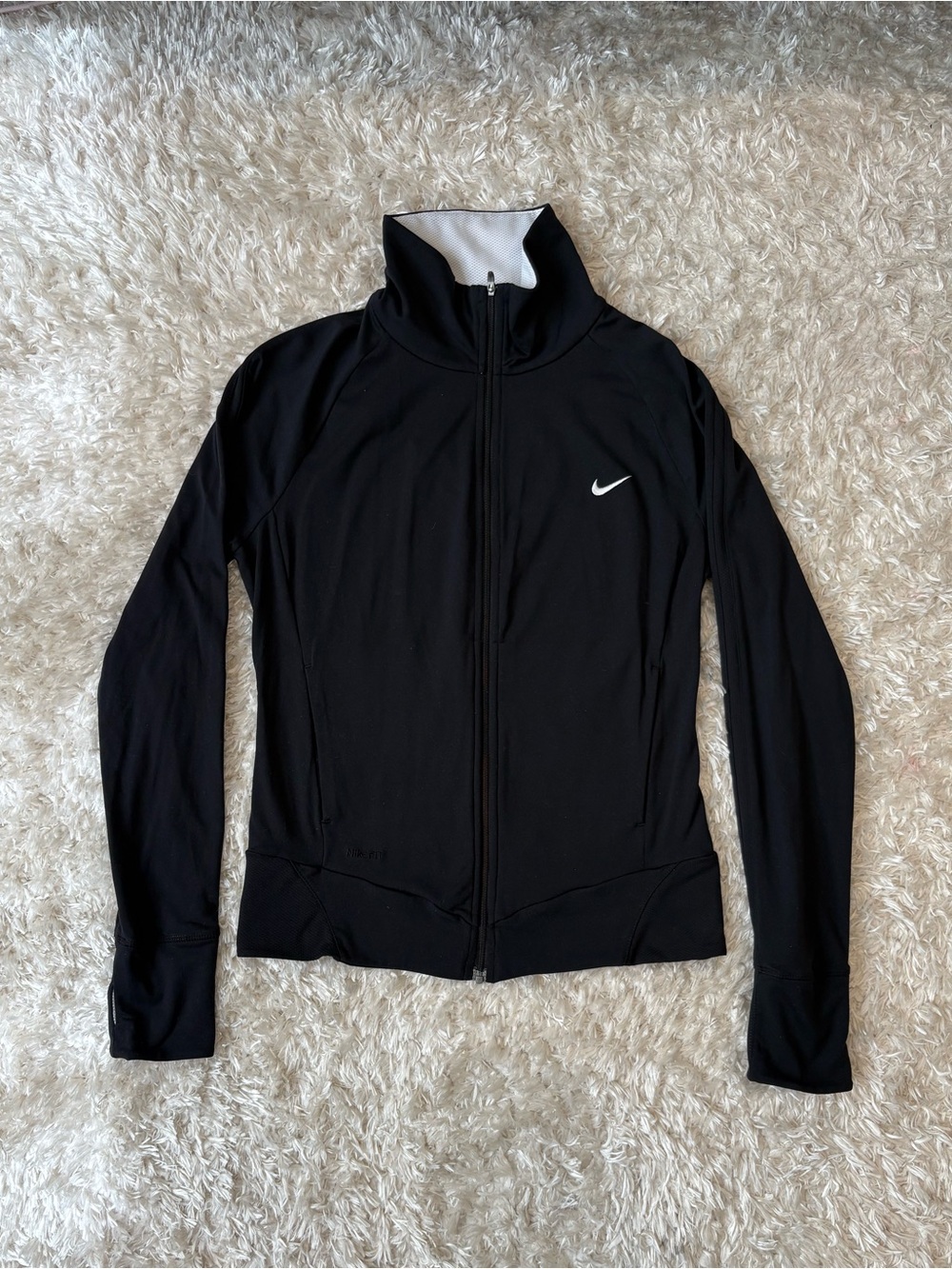 Nike Black Full-Zip Training Jacket with White Swoosh